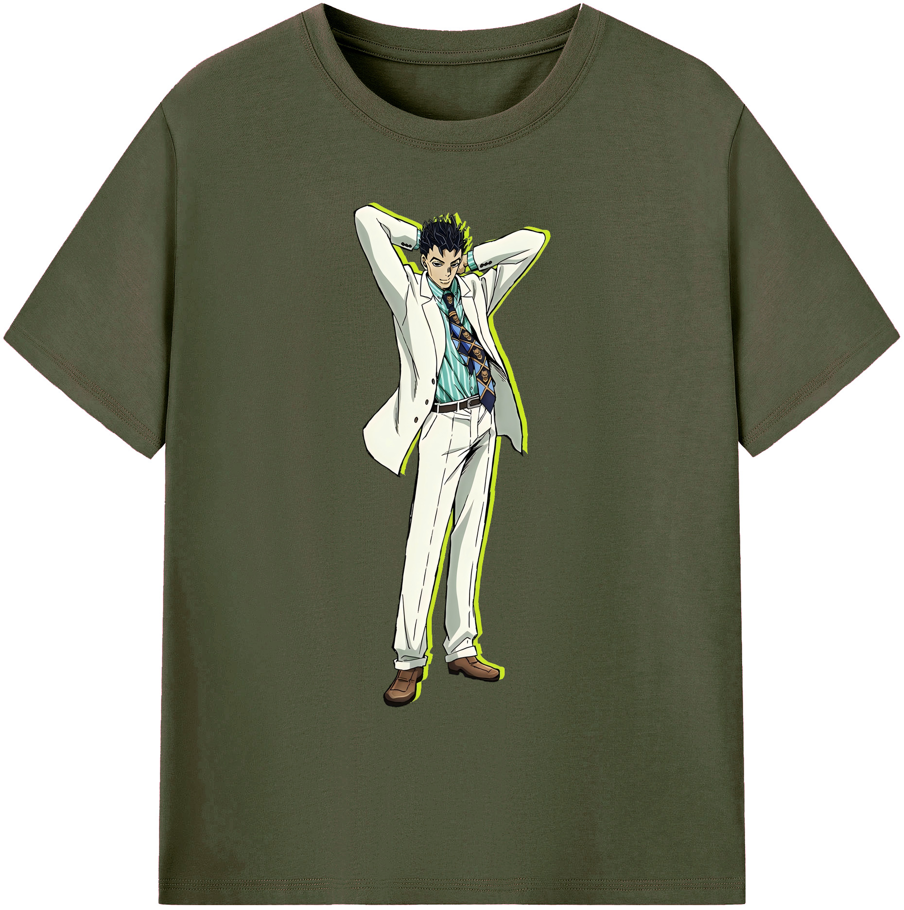 （画像用） ジョジョの奇妙な冒険 きら よしかげ JoJo's Bizarre Adventure Kira Yoshikage 綿100％ メンズ半袖Tシャツ｜肌触りやわらか＆通気性